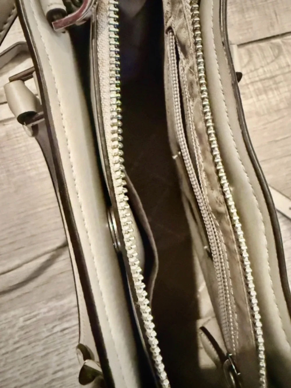 Michael Kors Beige Signature MK Tote with White Trim